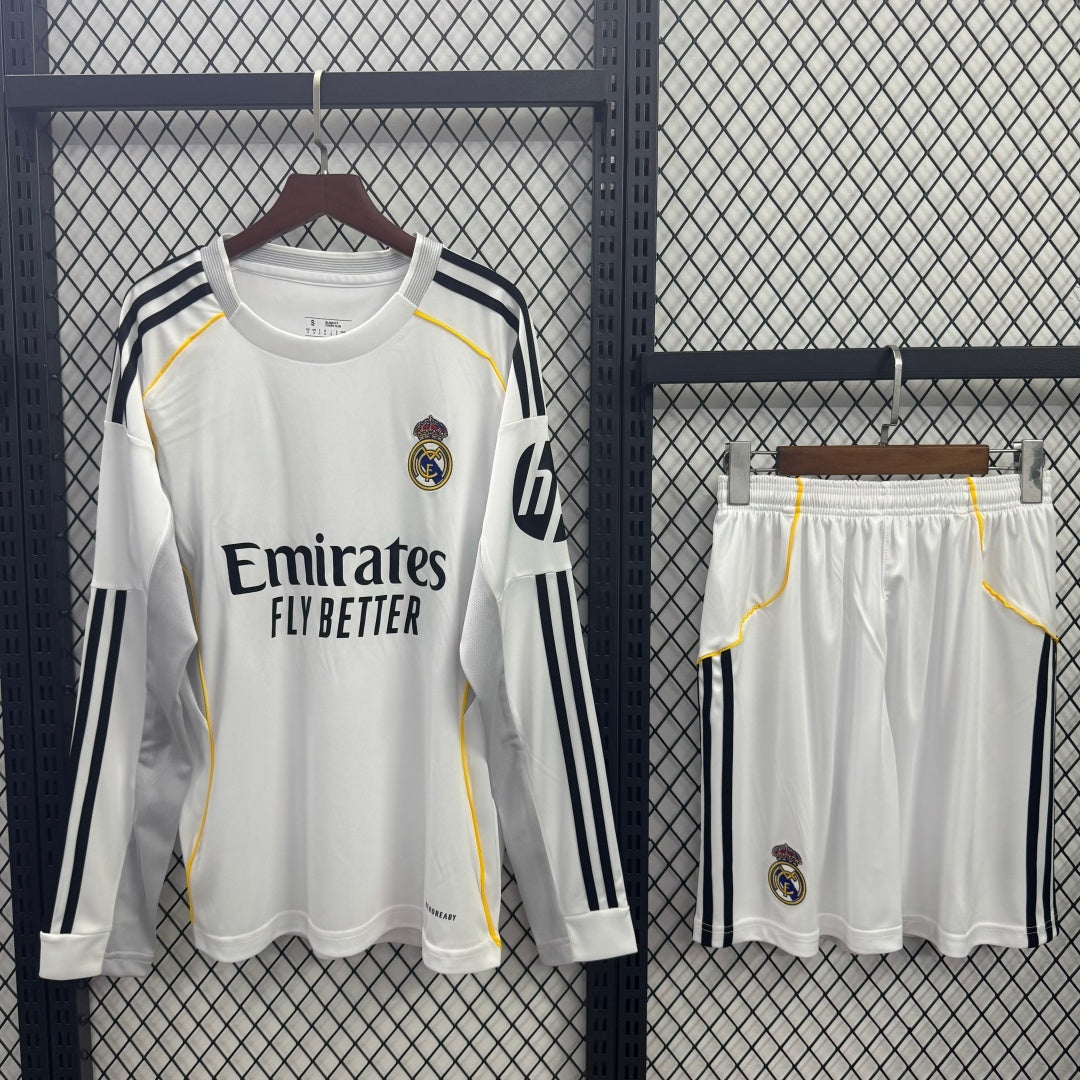 Ensemble 25/26 Real Madridl Domicile Adult Manches Longues